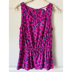 Lilly Pulitzer Pink Silk Leopard Print Tank Top Size Small Whimsical
